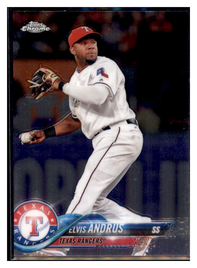 2018 Topps Chrome Elvis Andrus Texas Rangers #130 Baseball card M32P4 simple Xclusive Collectibles