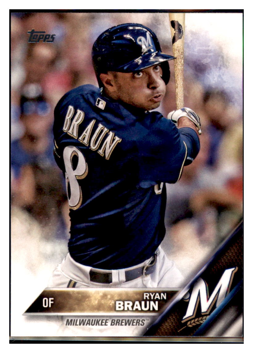 2016 Topps Ryan Braun Milwaukee Brewers #298 Baseball card MATV2 simple Xclusive Collectibles