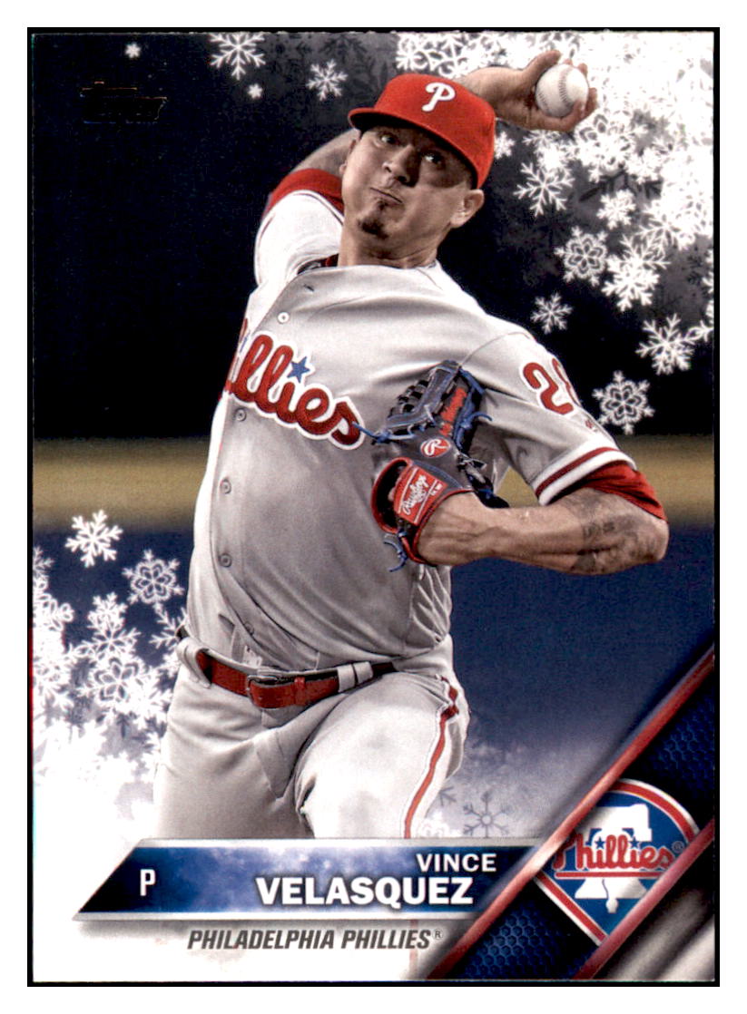 2016 Topps Holiday Vince Velasquez  Philadelphia Phillies #HMW53 Baseball
  card   MATV2 simple Xclusive Collectibles