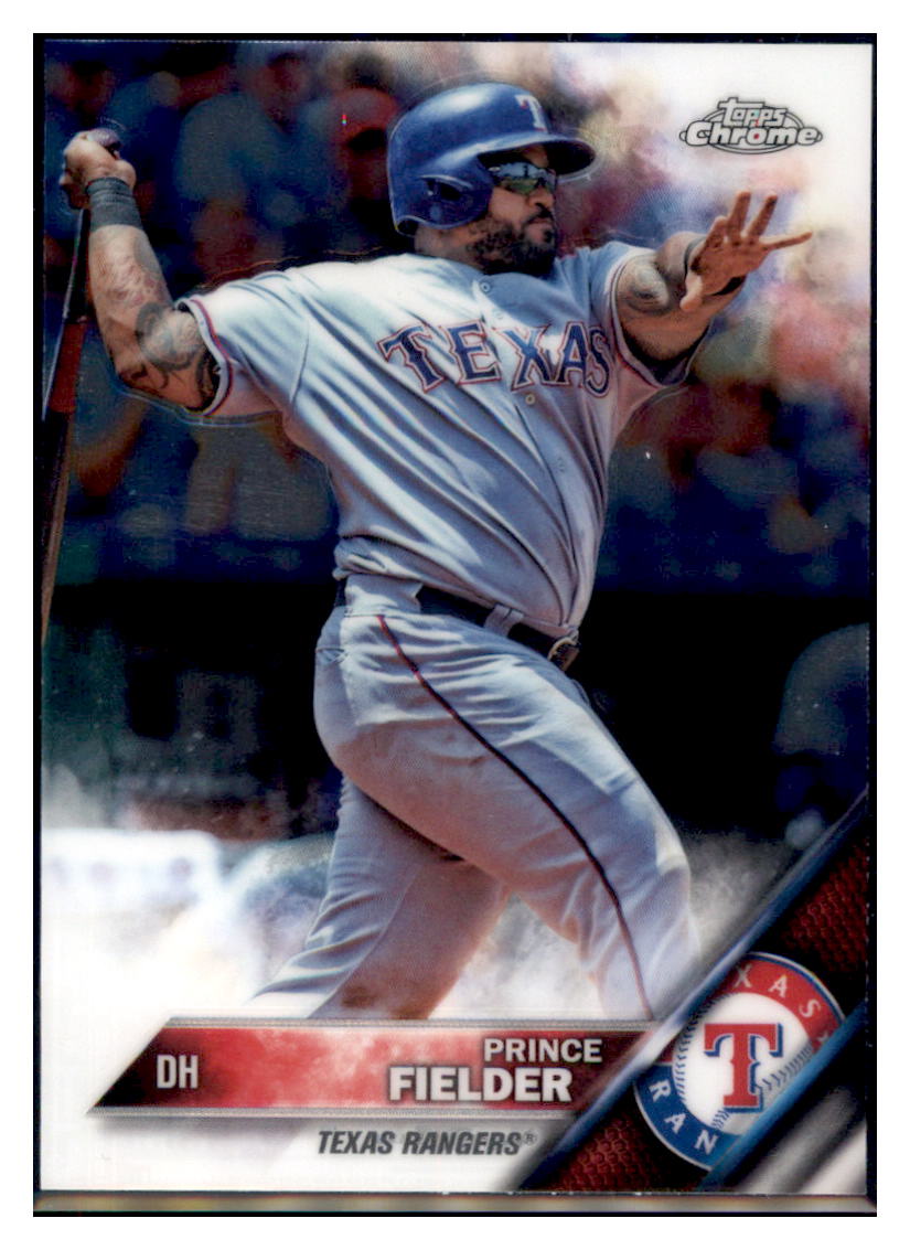 2016 Topps Chrome Prince Fielder Texas Rangers #17 Baseball card MATV2 simple Xclusive Collectibles