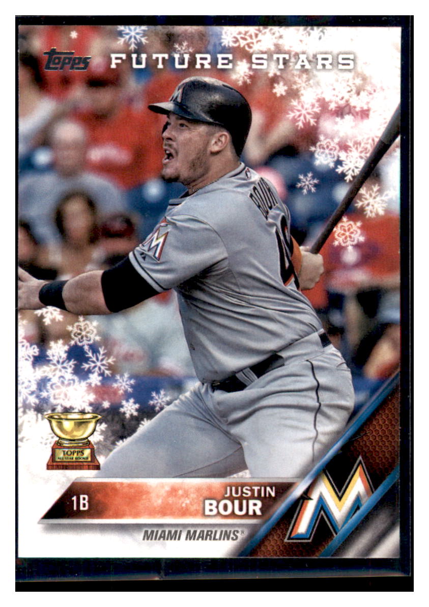 2016 Topps Holiday Justin Bour  Miami Marlins #HMW135 Baseball card   MATV2_1d simple Xclusive Collectibles