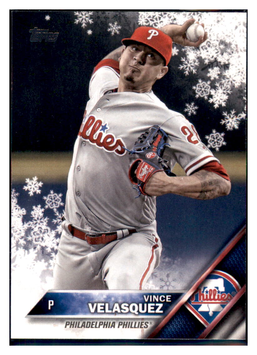 2016 Topps Holiday Vince Velasquez  Philadelphia Phillies #HMW53 Baseball
  card   MATV2_1a simple Xclusive Collectibles