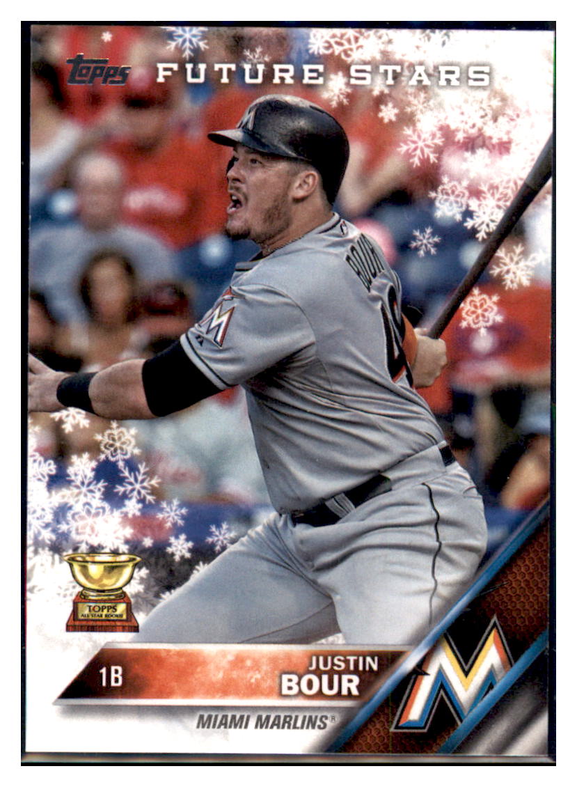 2016 Topps Holiday Justin Bour  Miami Marlins #HMW135 Baseball card   MATV2_1c simple Xclusive Collectibles