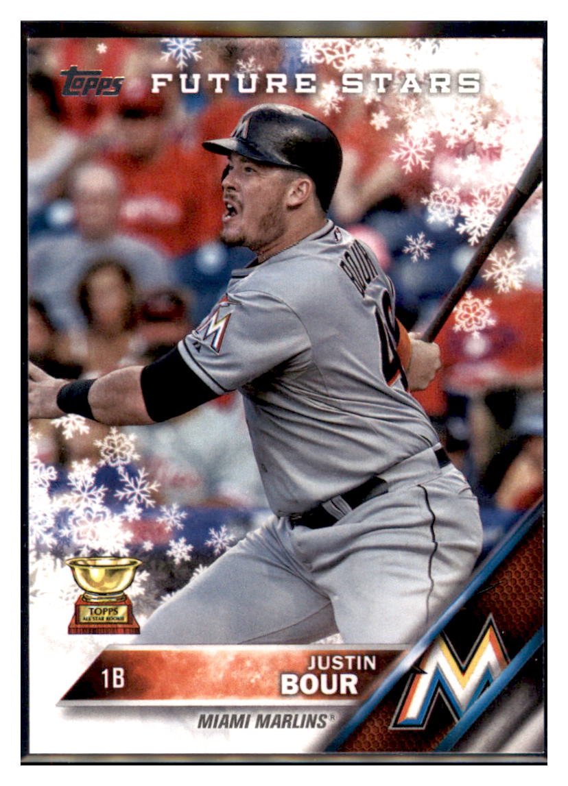 2016 Topps Holiday Justin Bour  Miami Marlins #HMW135 Baseball card   MATV2_1b simple Xclusive Collectibles
