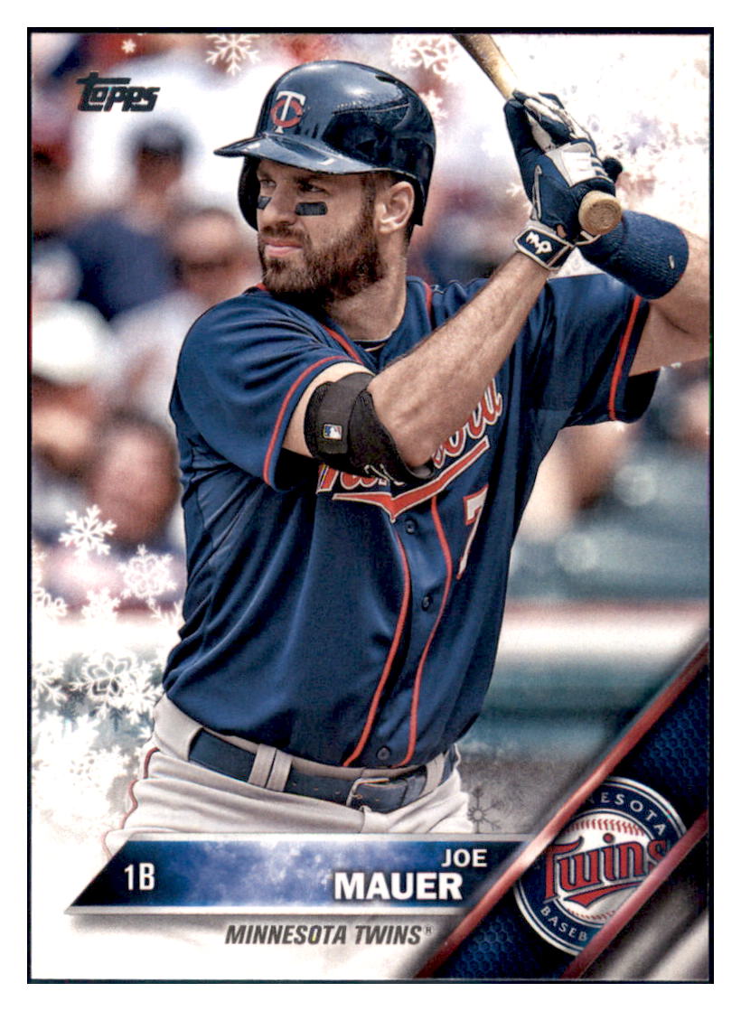 2016 Topps Holiday Joe Mauer Minnesota Twins #HMW107 Baseball card MATV2_1b simple Xclusive Collectibles