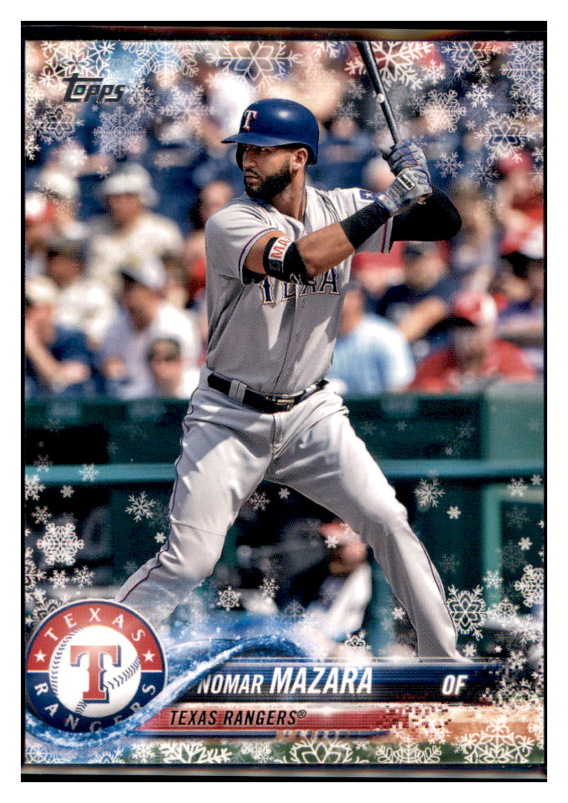 2018 Topps Holiday Nomar Mazara Texas Rangers #HMW171 Baseball card MATV2 simple Xclusive Collectibles