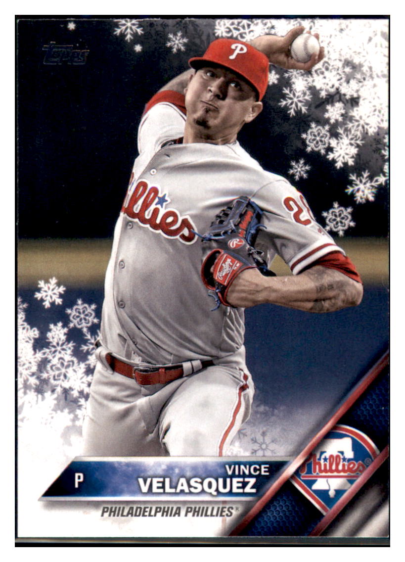 2016 Topps Holiday Vince Velasquez  Philadelphia Phillies #HMW53 Baseball
  card   MATV3 simple Xclusive Collectibles