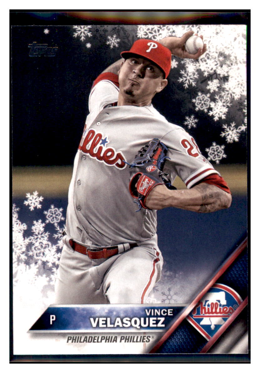 2016 Topps Holiday Vince Velasquez  Philadelphia Phillies #HMW53 Baseball
  card   MATV3_1b simple Xclusive Collectibles