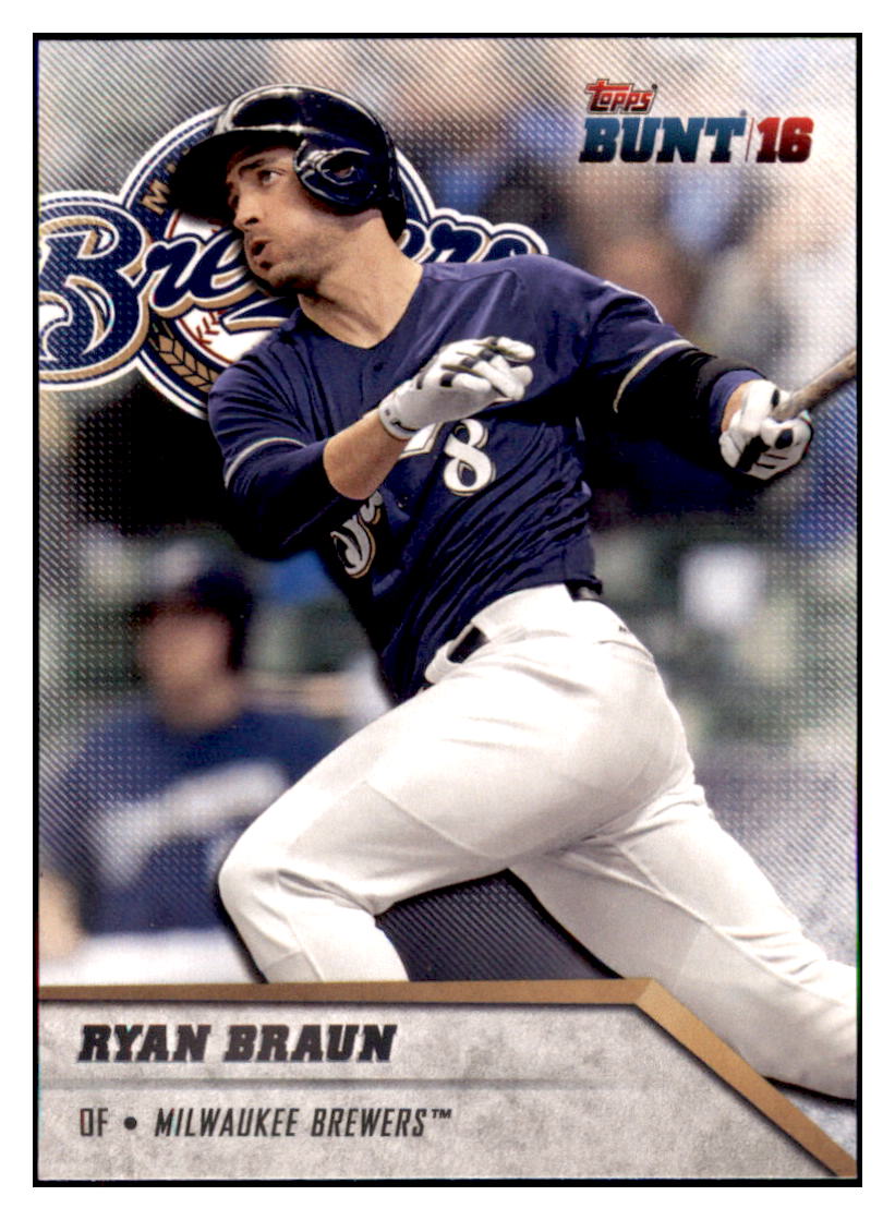 2016 Topps Bunt Ryan Braun Milwaukee Brewers #3 Baseball card MATV3 simple Xclusive Collectibles