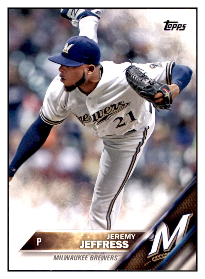 2016 Topps Jeremy Jeffress  Milwaukee Brewers #544 Baseball card   MATV4 simple Xclusive Collectibles