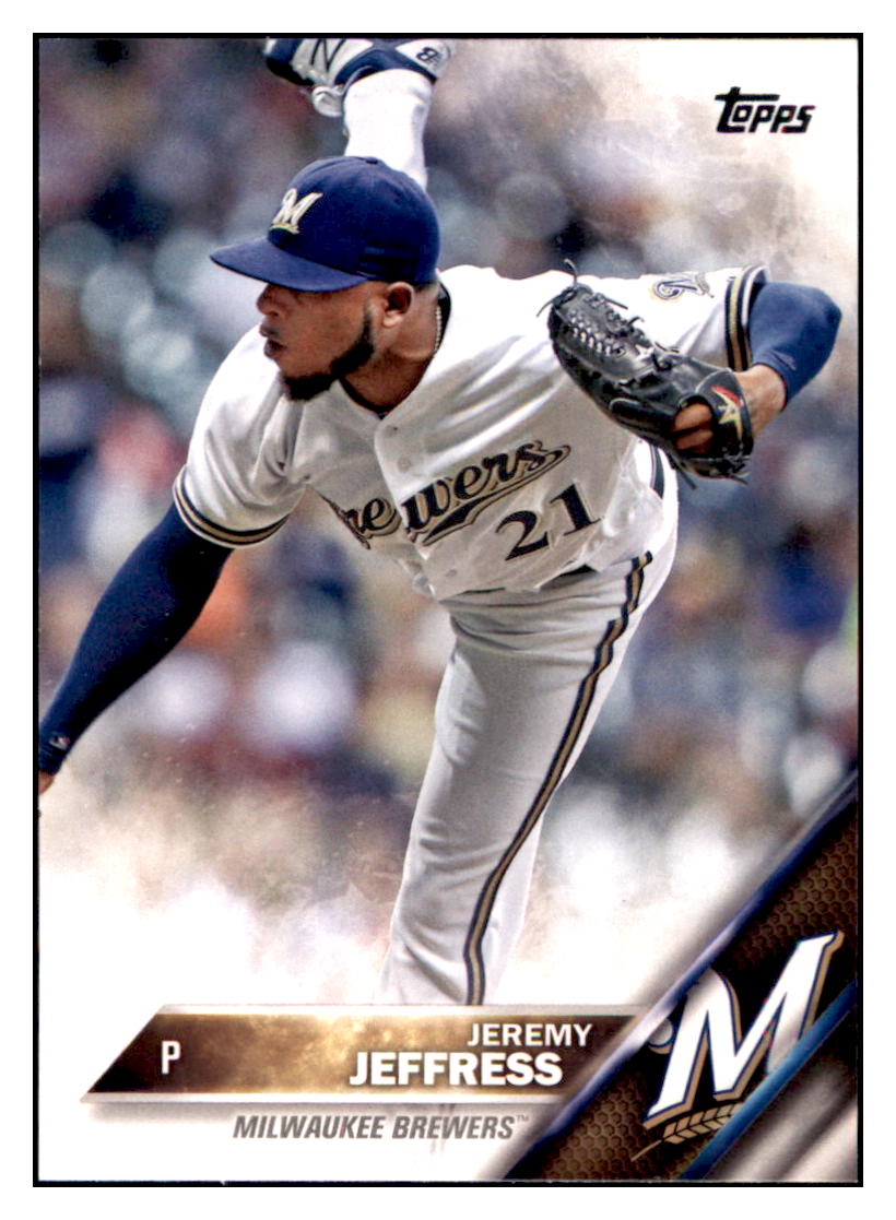 2016 Topps Jeremy Jeffress  Milwaukee Brewers #544 Baseball card   MATV4 simple Xclusive Collectibles   