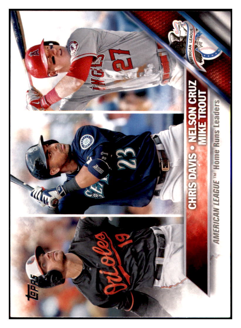 2016 Topps Chris Davis / Nelson Cruz /
  Mike Trout LL  Baltimore Orioles /
  Seattle Mariners / Los Angeles Angels #26 Baseball card   MATV4 simple Xclusive Collectibles   