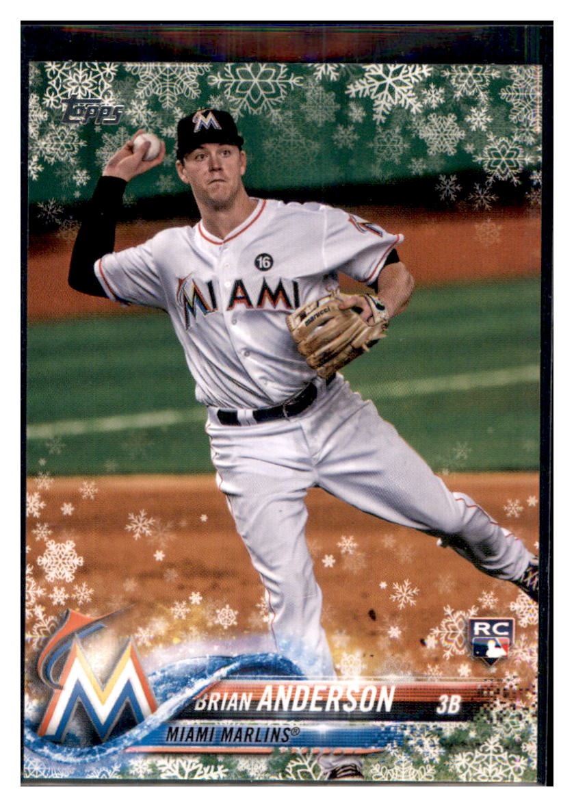 2018 Topps Holiday Brian Anderson Miami Marlins #HMW98 Baseball card MATV4 simple Xclusive Collectibles