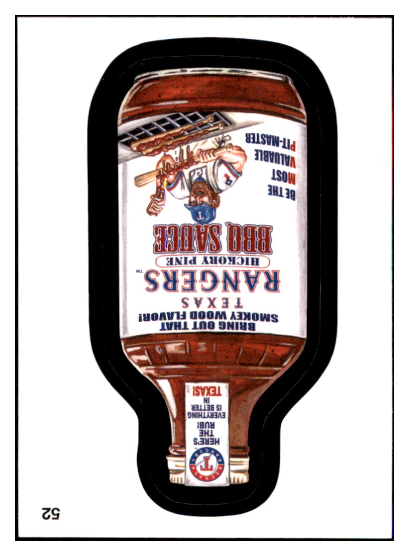 2016 Topps MLB Wacky Packages Rangers BBQ
  Sauce  Texas Rangers #52 Baseball
  card   VHSB2 simple Xclusive Collectibles