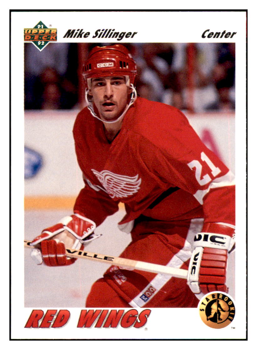 1991 Upper Deck French Mike Sillinger
Upper Deck Logo hologram Detroit Red Wings #457a Hockey card VHSB2 simple Xclusive Collectibles