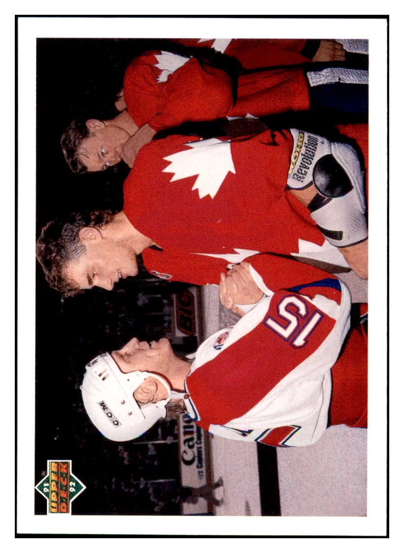 1991 Upper Deck French Brett Hull / Eric
Lindros CC, CL, VAR Upper Deck Logo hologram USA / Canada #7a Hockey
card VHSB2 simple Xclusive Collectibles