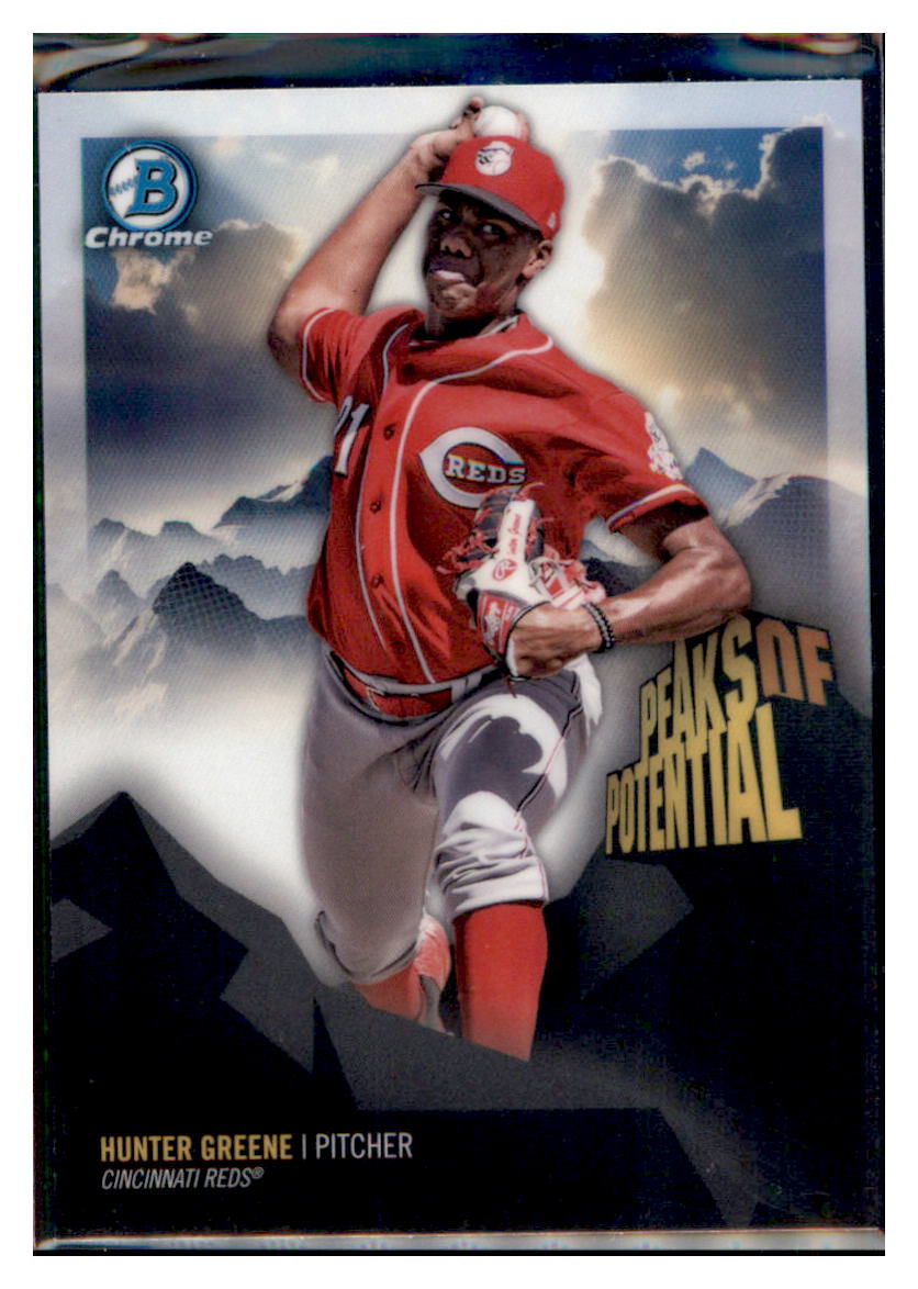 2018 Bowman Chrome Hunter Greene Peaks of Potential Cincinnati Reds #PP-HG Baseball card VSMP1BOWV1 simple Xclusive Collectibles