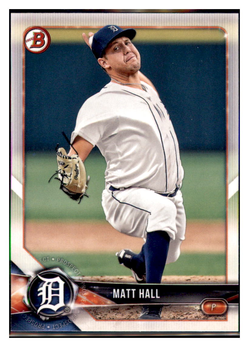 2018 Bowman Matt Hall Detroit Tigers #BP80 Baseball card VSMP1BOWV1 simple Xclusive Collectibles