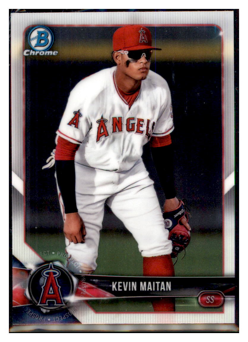 2018 Bowman Chrome Kevin Maitan Los Angeles Angels #BCPA-KM Baseball
card VSMP1BOV2 simple Xclusive Collectibles