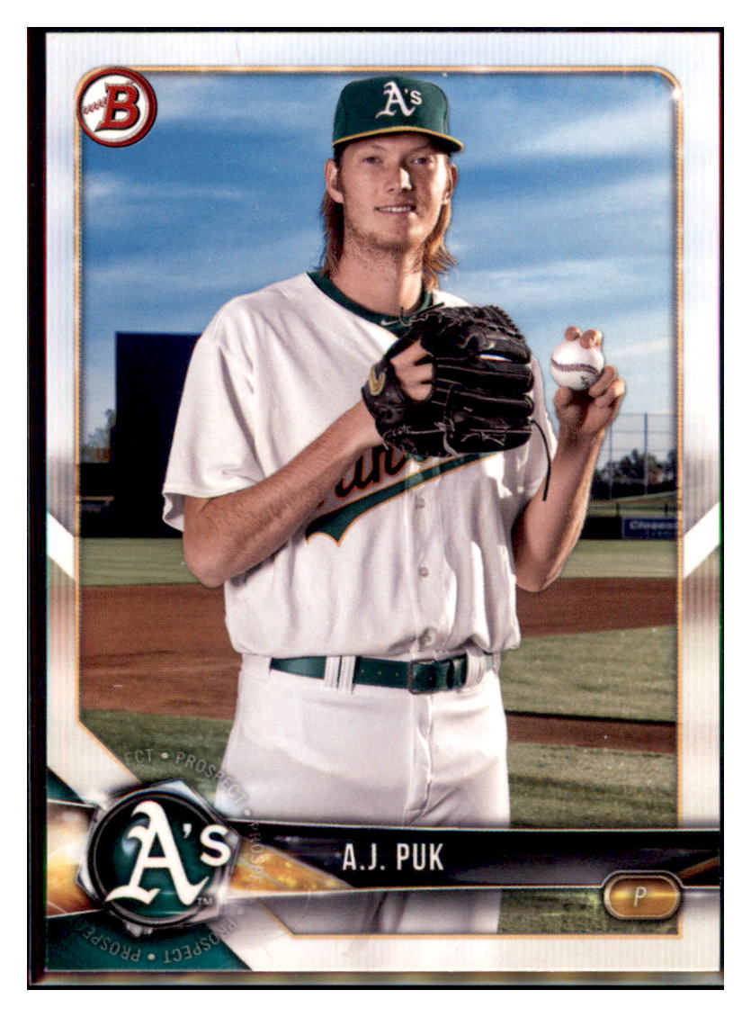 2018 Bowman A.J. Puk Oakland Athletics #BP142 Baseball
card VSMP1BOV2 simple Xclusive Collectibles