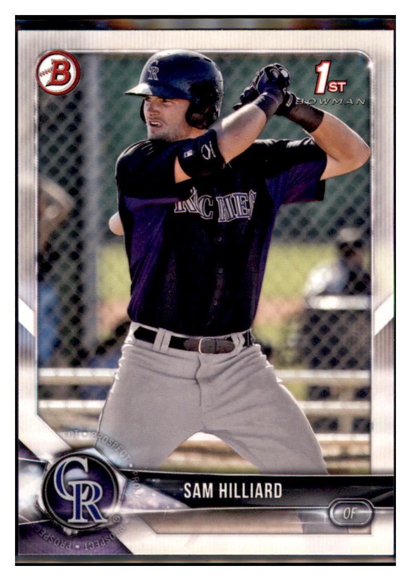2018 Bowman Sam Hilliard Colorado Rockies #BP13 Baseball card   VSMP1BOV2 simple Xclusive Collectibles