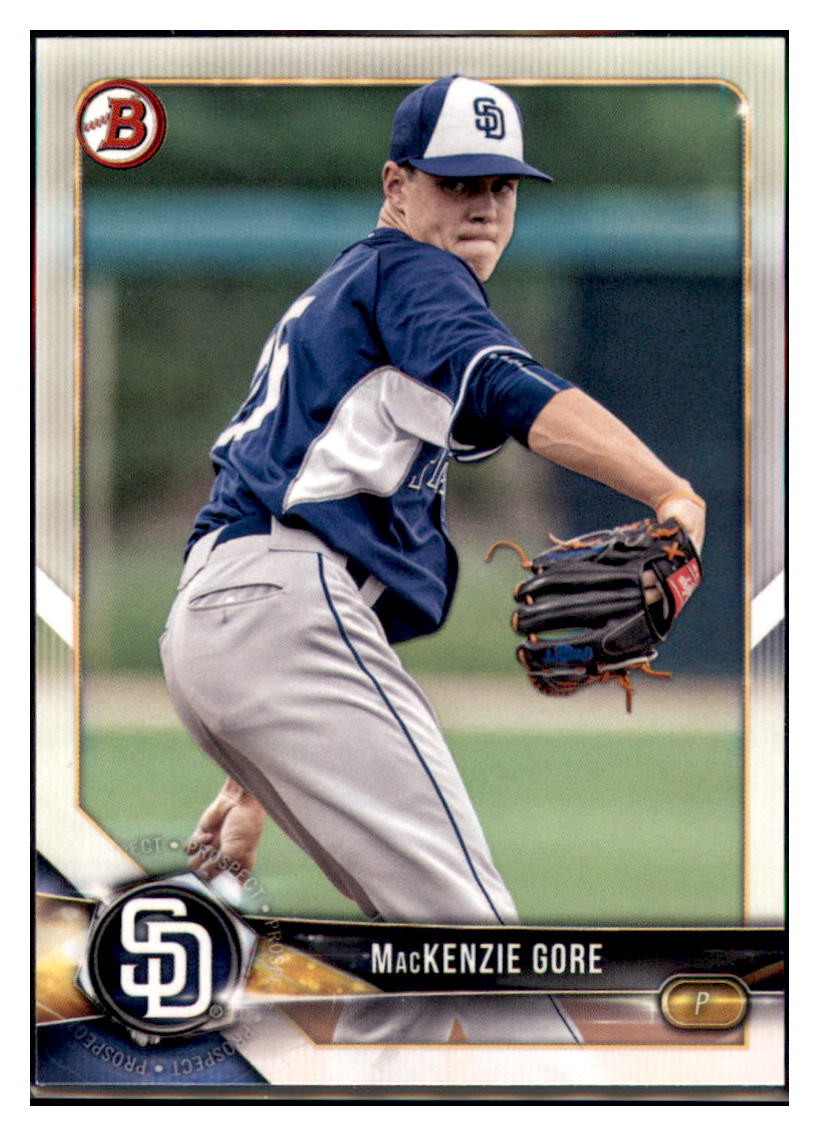 2018 Bowman MacKenzie Gore San Diego Padres #BP131 Baseball
card VSMP1BOV2 simple Xclusive Collectibles
