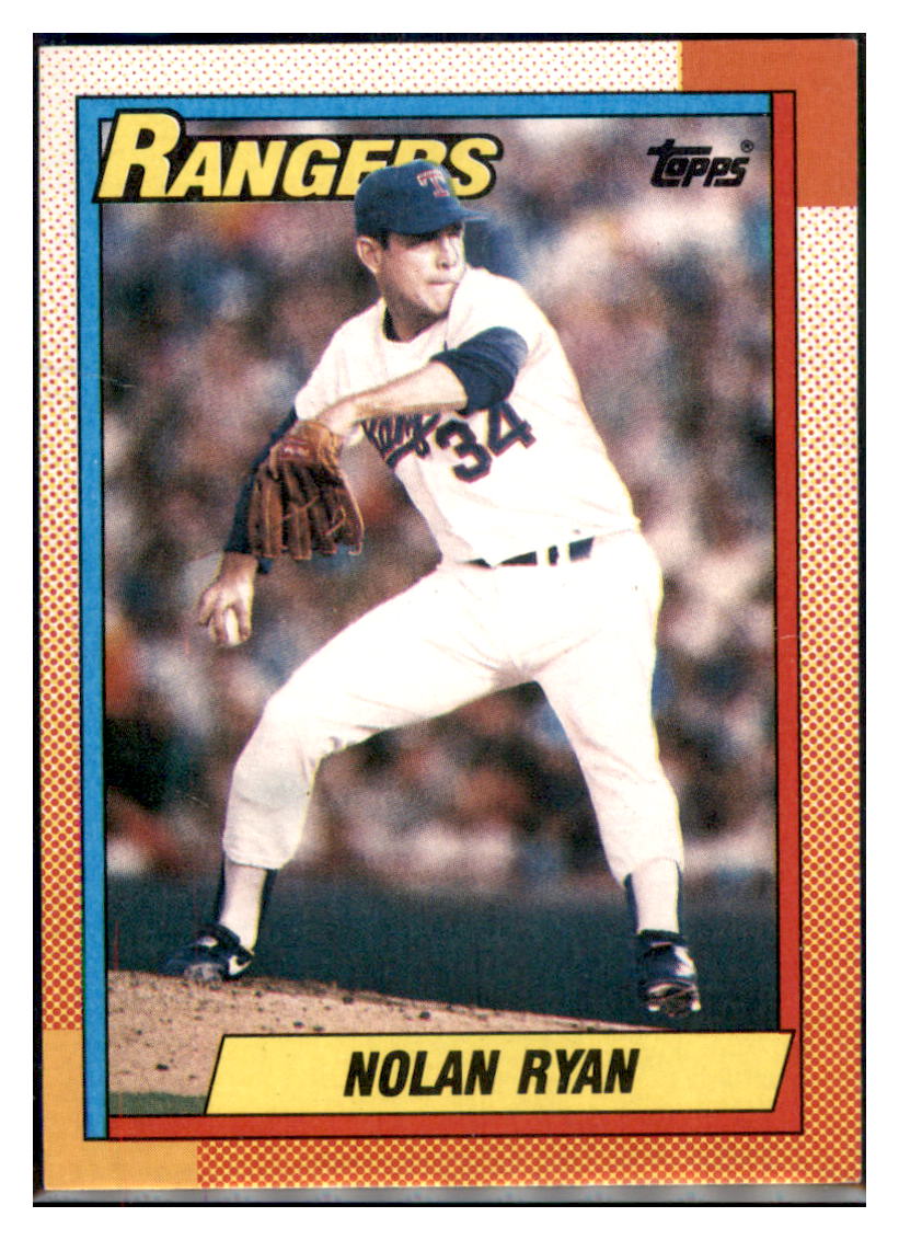 1990 Topps Nolan Ryan Texas Rangers Baseball Card BOWV3