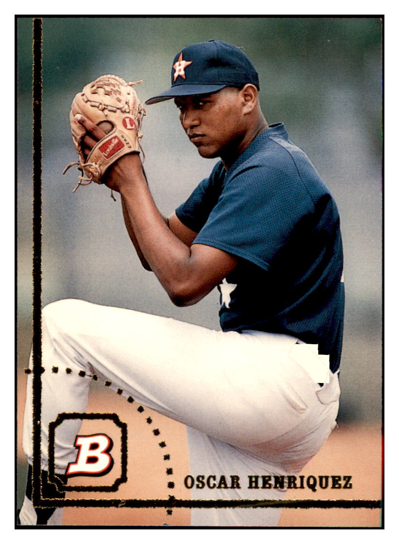 1994 Bowman Oscar
Henriquez RC Houston Astros Baseball
Card BOWV3 simple Xclusive Collectibles