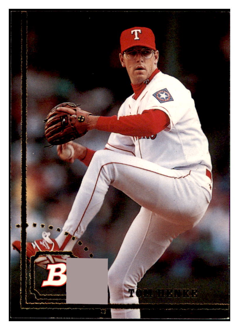 1994 Bowman Tom Henke Texas Rangers Baseball Card BOWV3 simple Xclusive Collectibles