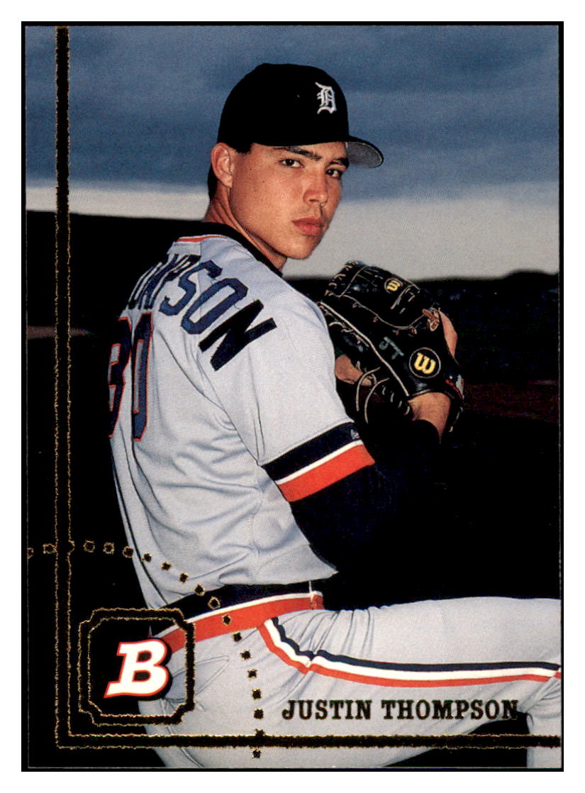 1994 Bowman Justin
Thompson Detroit Tigers Baseball Card
BOWV3 simple Xclusive Collectibles