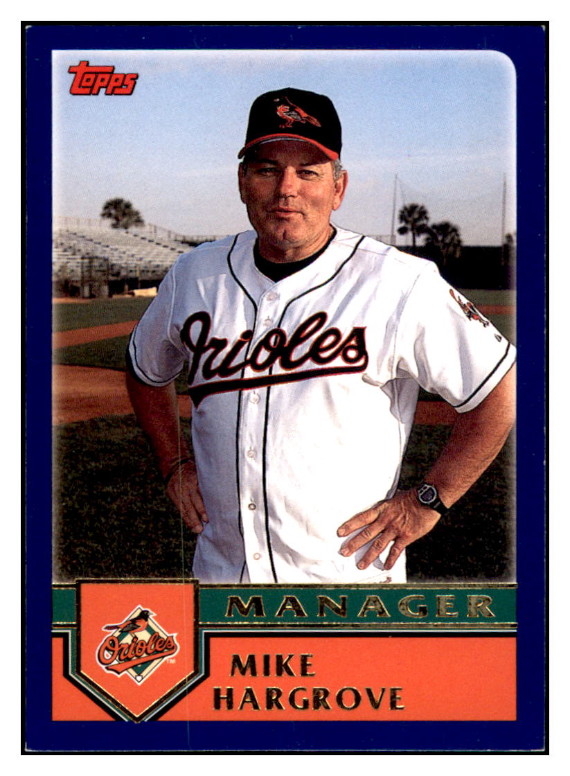 2003 Topps Mike Hargrove
Home Team Advantage MGR Baltimore
Orioles Baseball Card BOWV3 simple Xclusive Collectibles