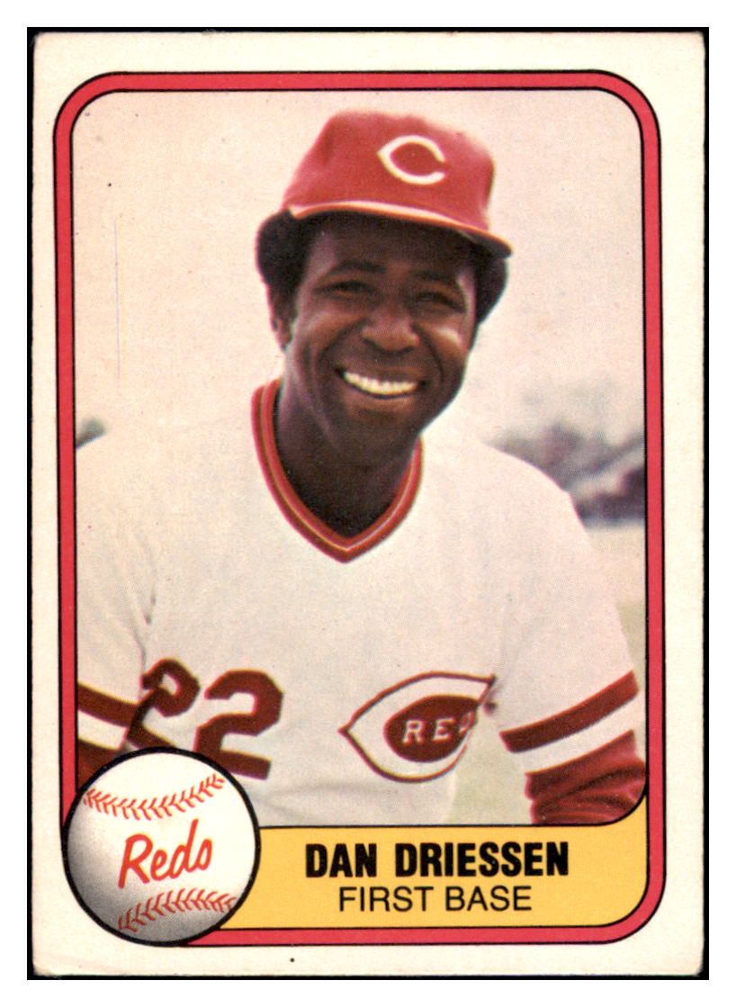 1981 Fleer Dan Driessen Cincinnati Reds Baseball Card BOWV3 simple Xclusive Collectibles