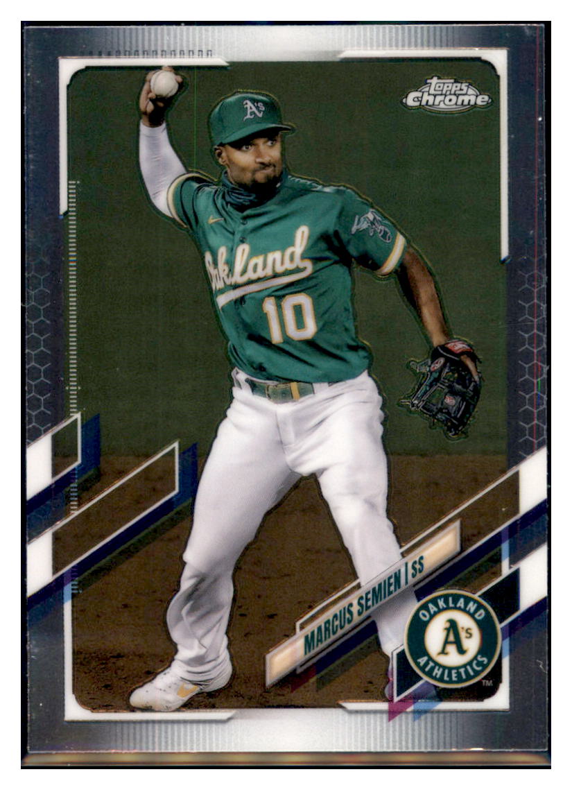 2021
  Topps Chrome Marcus Semien   Oakland
  Athletics Baseball Card MLSB1 simple Xclusive Collectibles