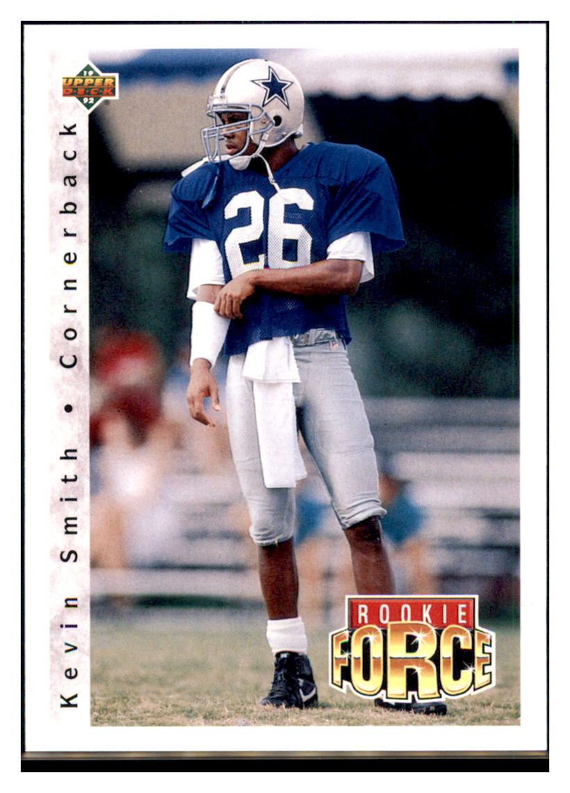 1992
Upper Deck Kevin Smith RF, RC Dallas
Cowboys Football Card VFBMA simple Xclusive Collectibles