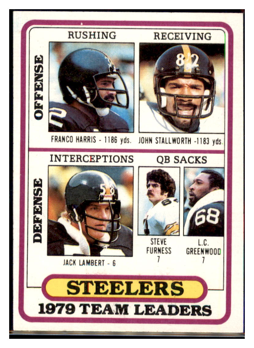 1980
Topps Franco Harris / John Stallworth / Jack Lambert / Steve Furness / L.C.
Greenwood TL, CL Pittsburgh Steelers
Football Card VFBMA simple Xclusive Collectibles