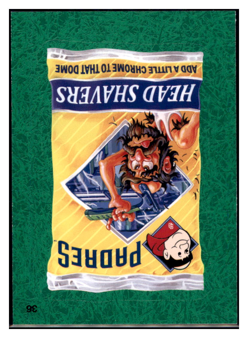 2016 Topps MLB Wacky
Packages Padres Head Shavers Green Turf Border San Diego Padres Football Card VFBMB simple Xclusive Collectibles