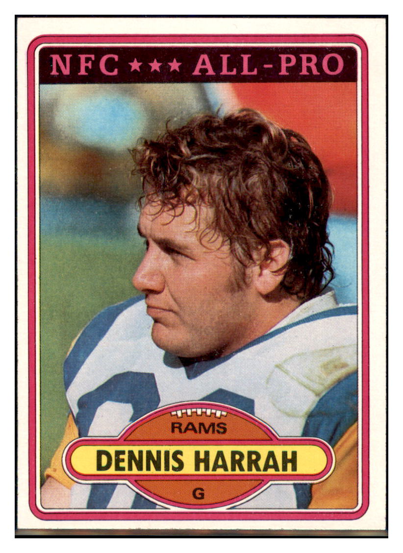 1980 Topps Dennis
  Harrah  Los Angeles Rams  AP, RC Football Card VFBMC simple Xclusive Collectibles   