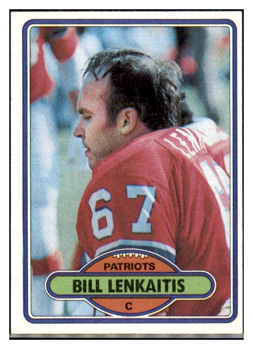 1980 Topps Bill Lenkaitis New England Patriots Football Card VFBMC