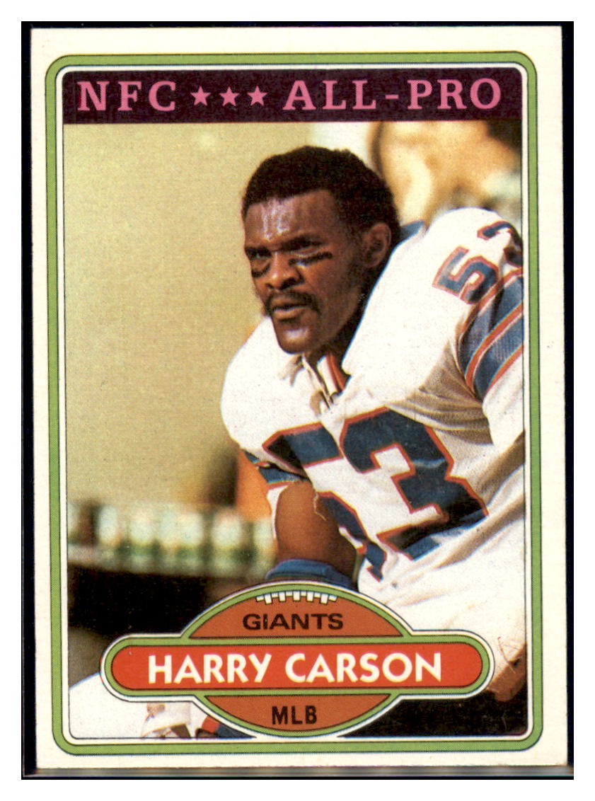 1980 Topps Harry Carson  New York Giants  AP Football Card VFBMC simple Xclusive Collectibles