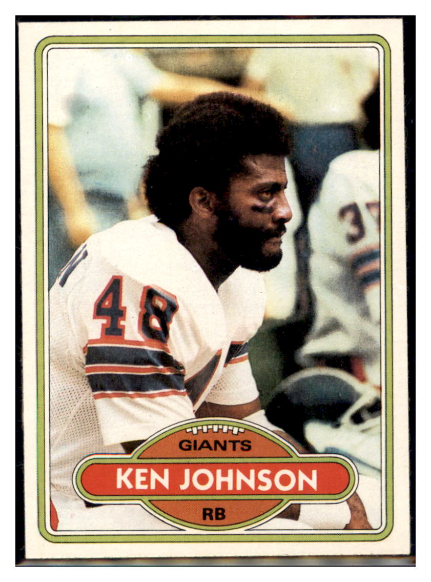 1980 Topps Ken Johnson  New York Giants  RC Football Card VFBMC simple Xclusive Collectibles