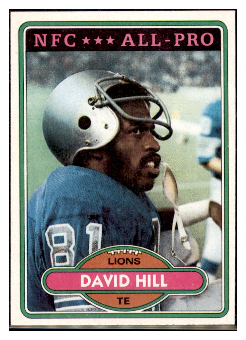 1980 Topps David Hill Detroit Lions AP Football Card VFBMC simple Xclusive Collectibles