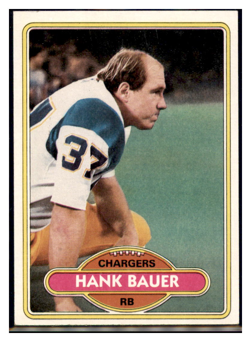 1980 Topps Hank Bauer San Diego Chargers Football Card VFBMC simple Xclusive Collectibles