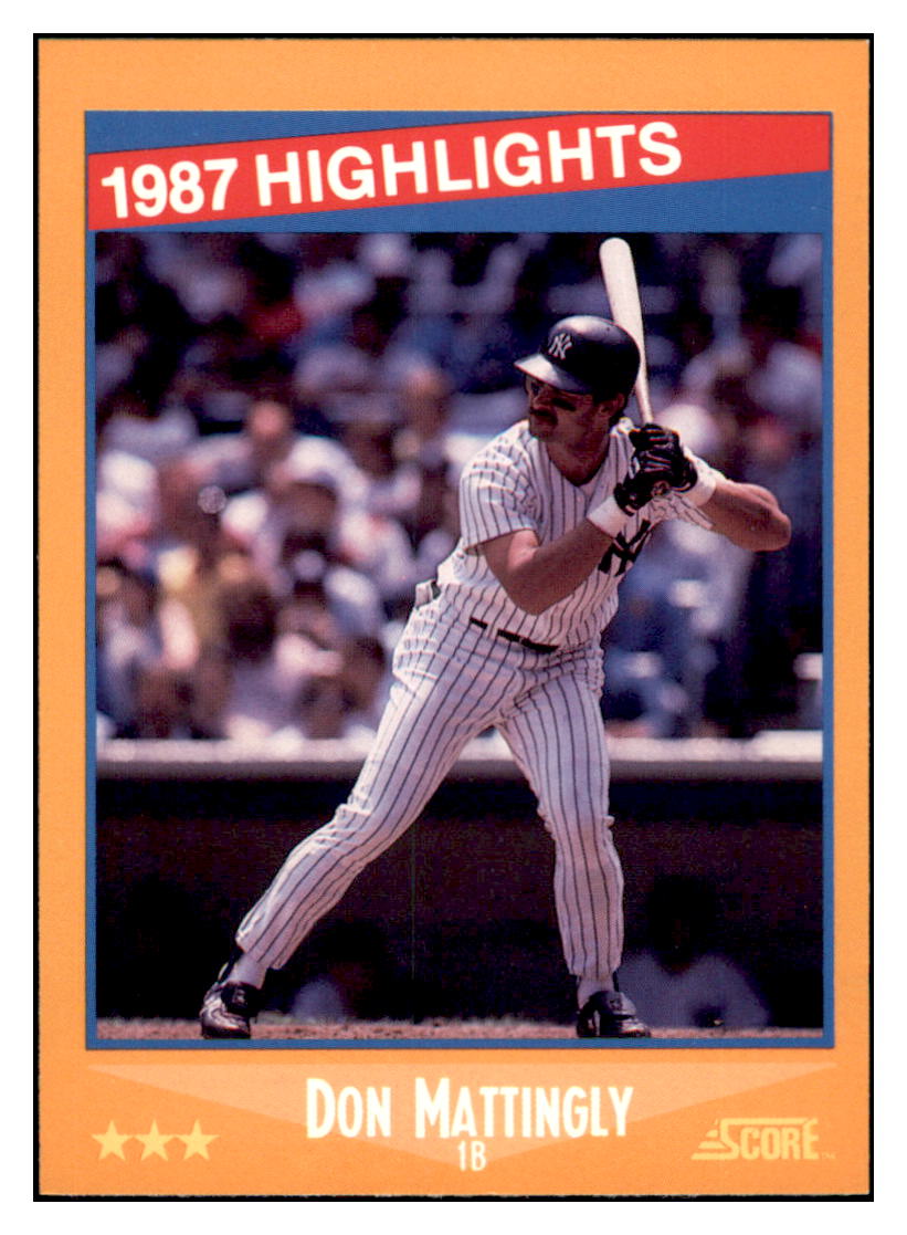 1988 Score Don
Mattingly HL New York Yankees
Baseball Card VFBMD simple Xclusive Collectibles