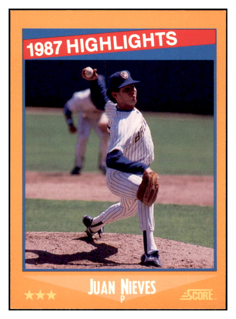 1988 Score Juan Nieves HL Milwaukee Brewers Baseball Card VFBMD simple Xclusive Collectibles
