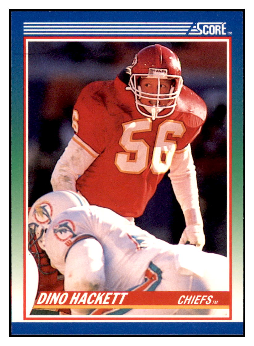 1990 Score Dino Hackett   Kansas City Chiefs Football Card VFBMD_1a simple Xclusive Collectibles