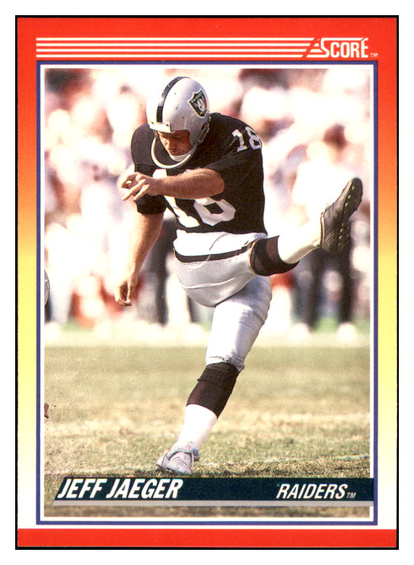 1990 Score Jeff Jaeger RC Los Angeles Raiders Football Card VFBMD simple Xclusive Collectibles