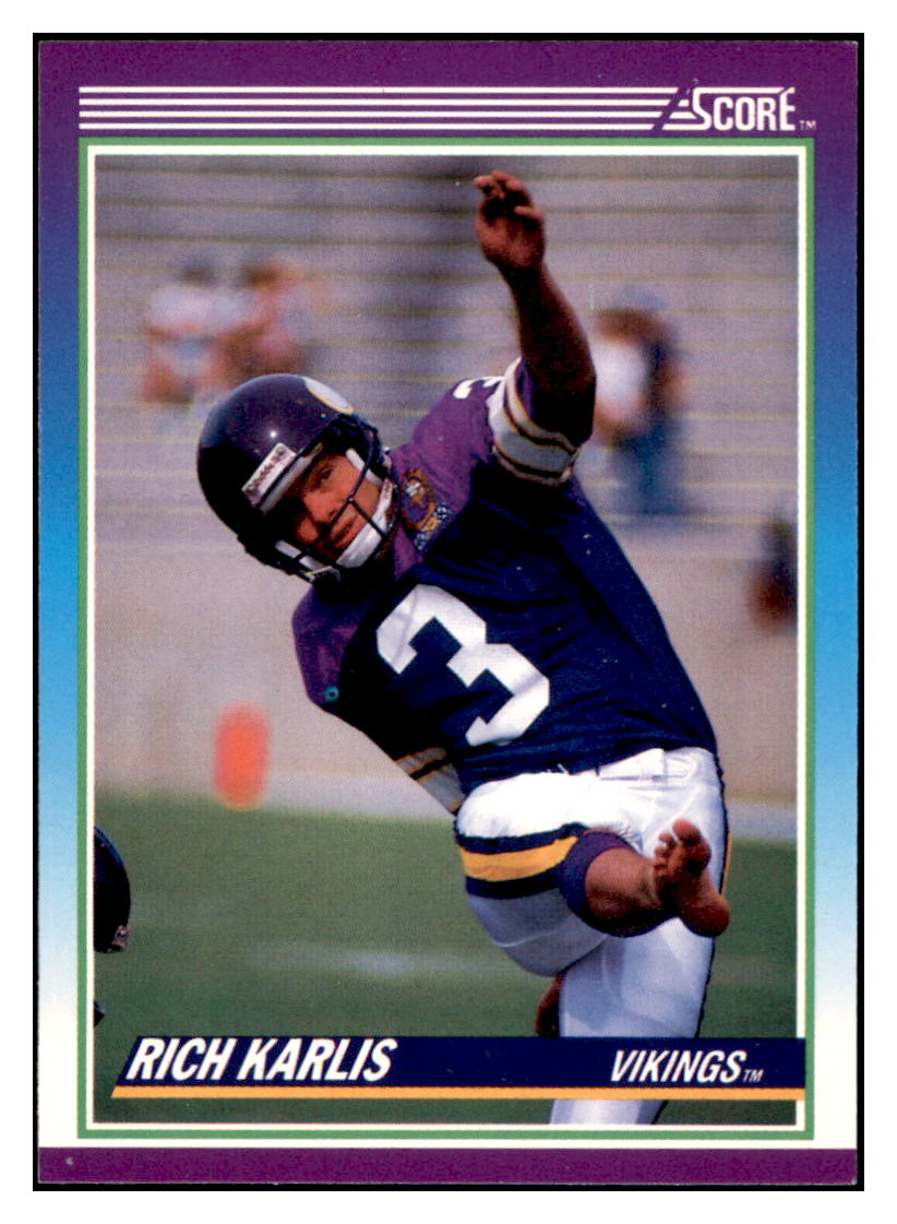 1990 Score Rich Karlis Minnesota Vikings Football Card VFBMD simple Xclusive Collectibles