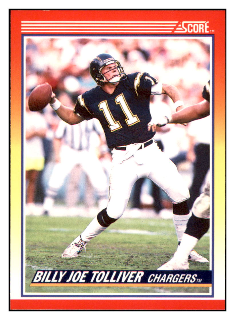 1990 Score 100 Hottest Billy
Joe Tolliver San Diego Chargers
Football Card VFBMD simple Xclusive Collectibles