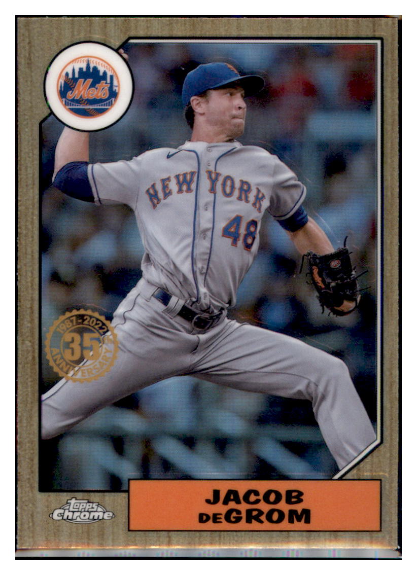 2022 Topps Chrome Jacob DeGrom 1987 Baseball Card LSLB2 simple Xclusive Collectibles