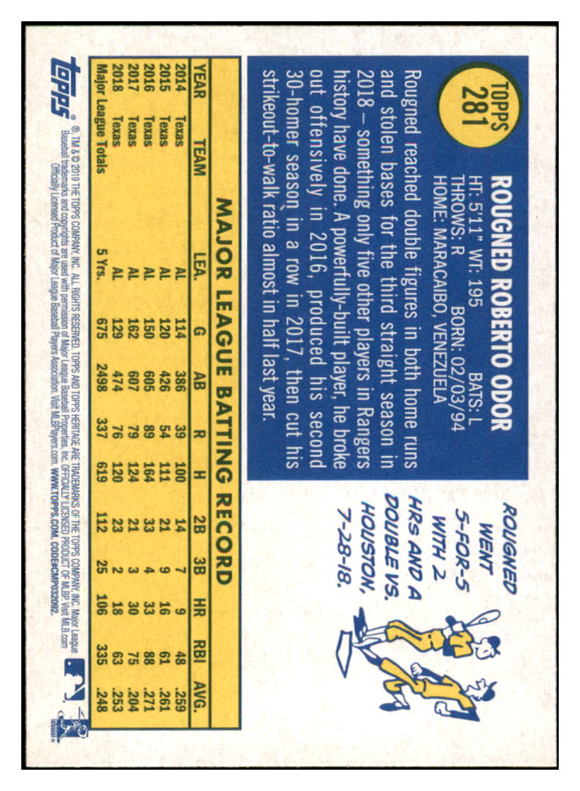 2019 Topps Heritage Rougned
Odor Texas Rangers Baseball Card
TMH1A simple Xclusive Collectibles